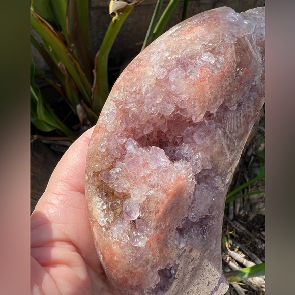 Sugary Pink Amethyst Crystal Druzy Moon - Picture 6 of 11